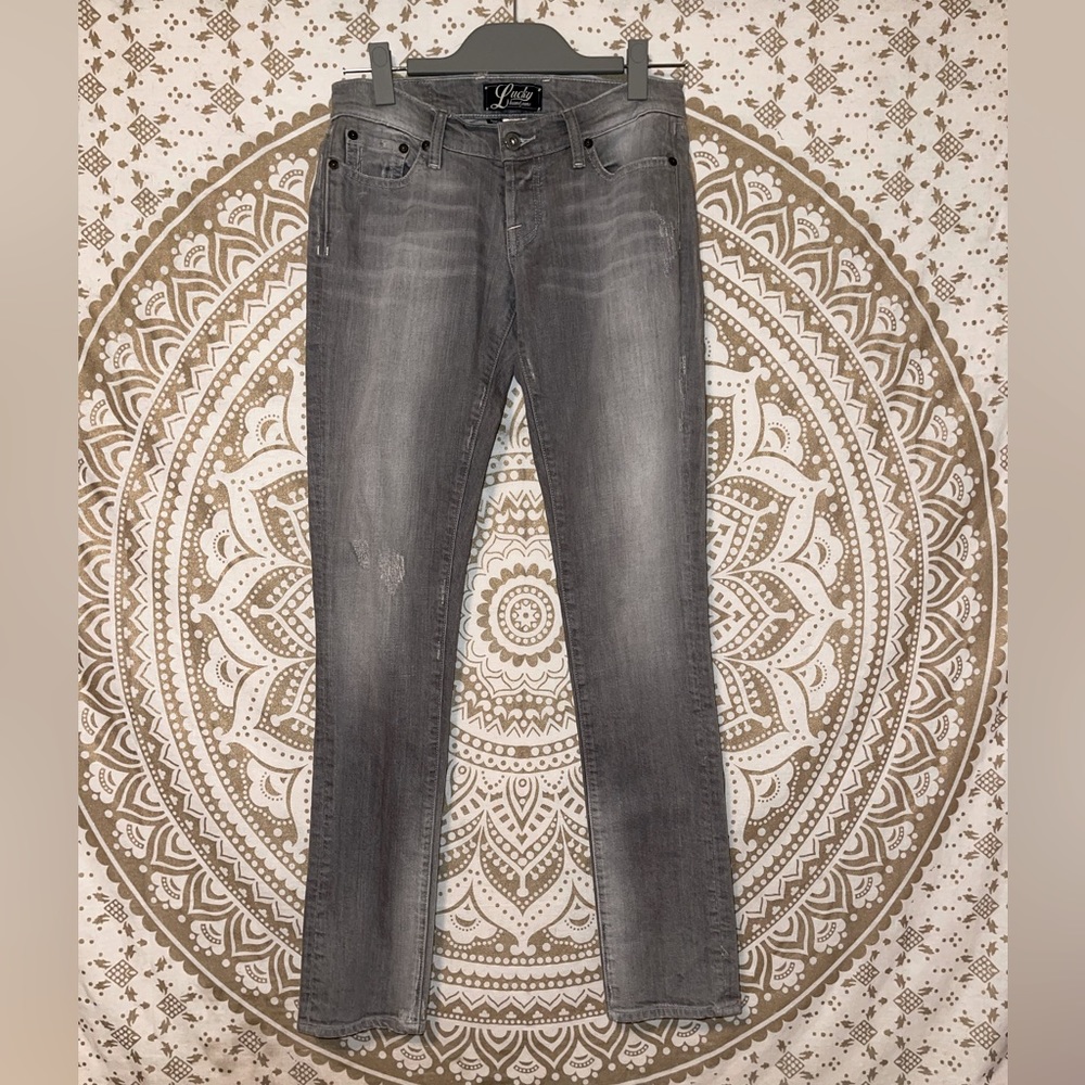 ✨HP✨ "LUCKY BRAND” LADIES GREY SKINNY JEANS WITH POCKETS, LADIES SIZE 4 (27”)
